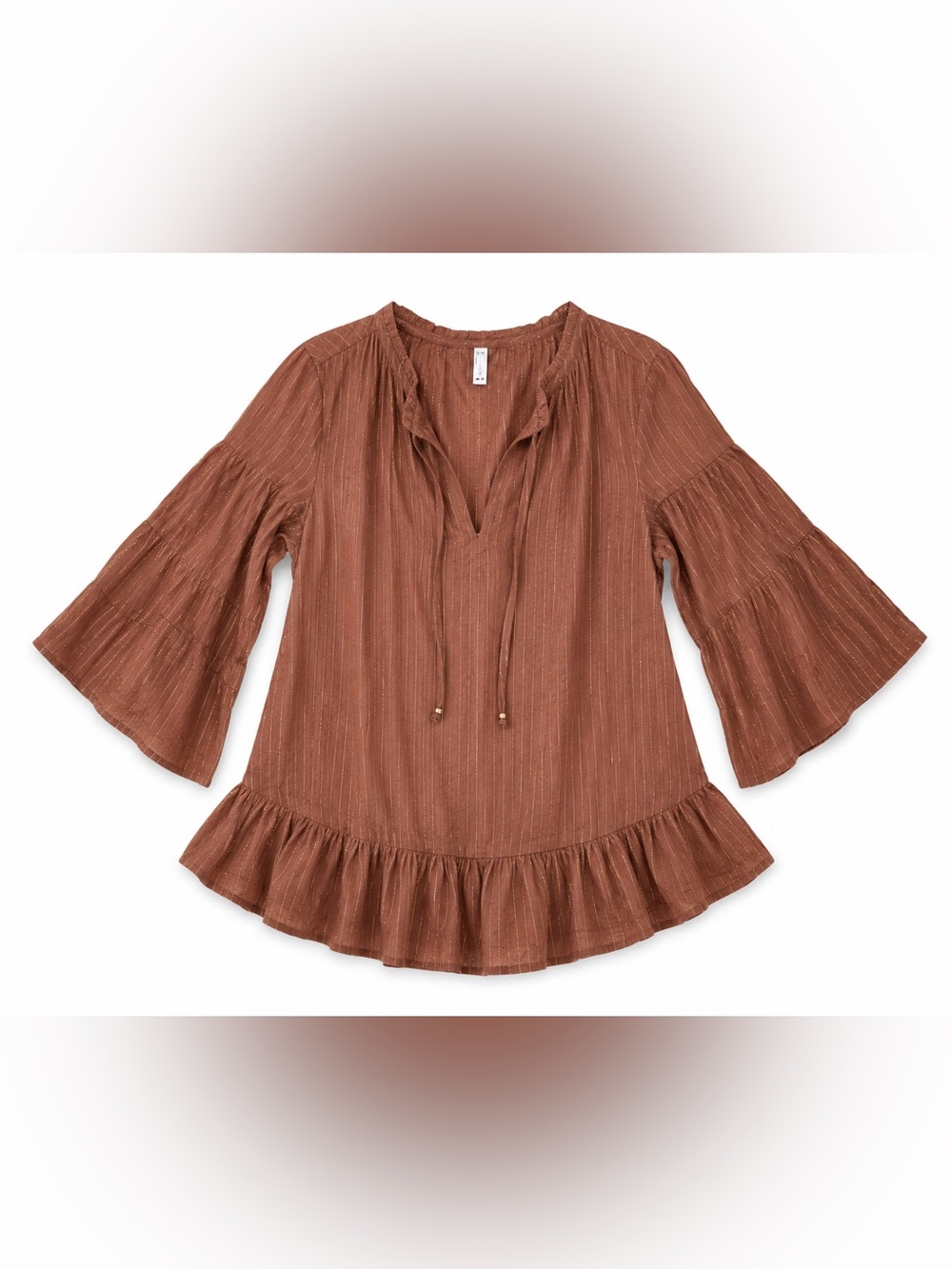 Vix By Paula Hermanny Brown Long Sleeve Swimsuit Cover Up With Gold Accents